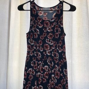 Navy dress with red and white flowers, sz small - French Grey